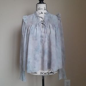 Wilfred ruffle top smocked lightweight womens S